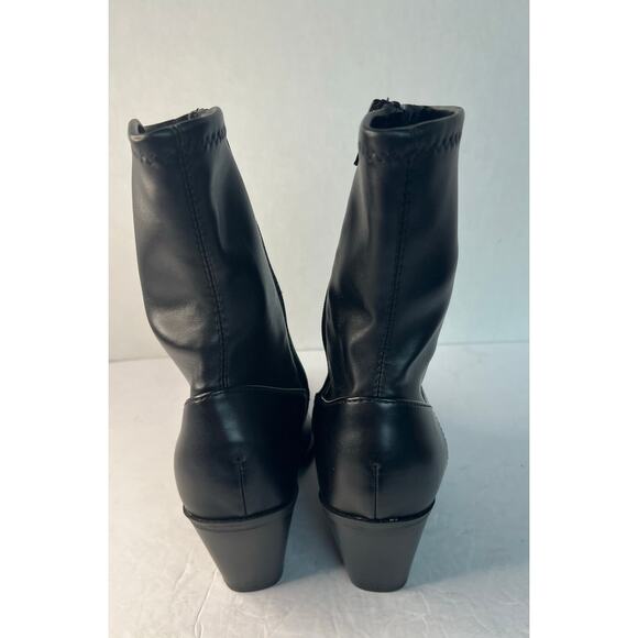 NWOT Universal Thread Aubree Black Vegan Leather Western Mid Calf Zip Boots 7 - Picture 6 of 10